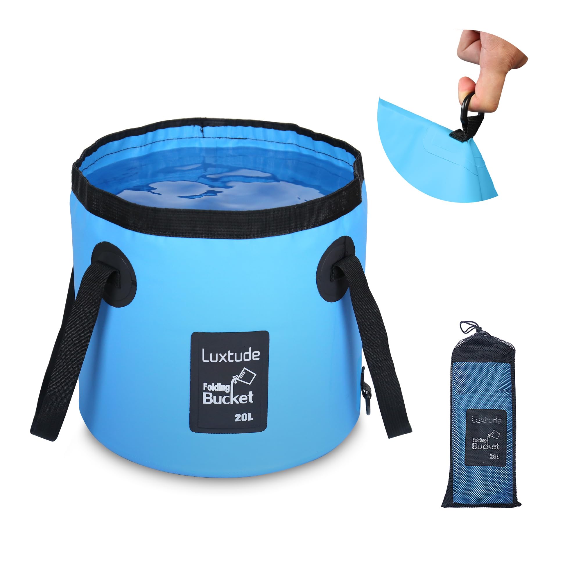 Luxtude Collapsible Bucket, 5 Gallon Bucket(20L), Beach Buckets, Fishing Buckets, Portable & Ultra Lightweight Outdoor Basin Con