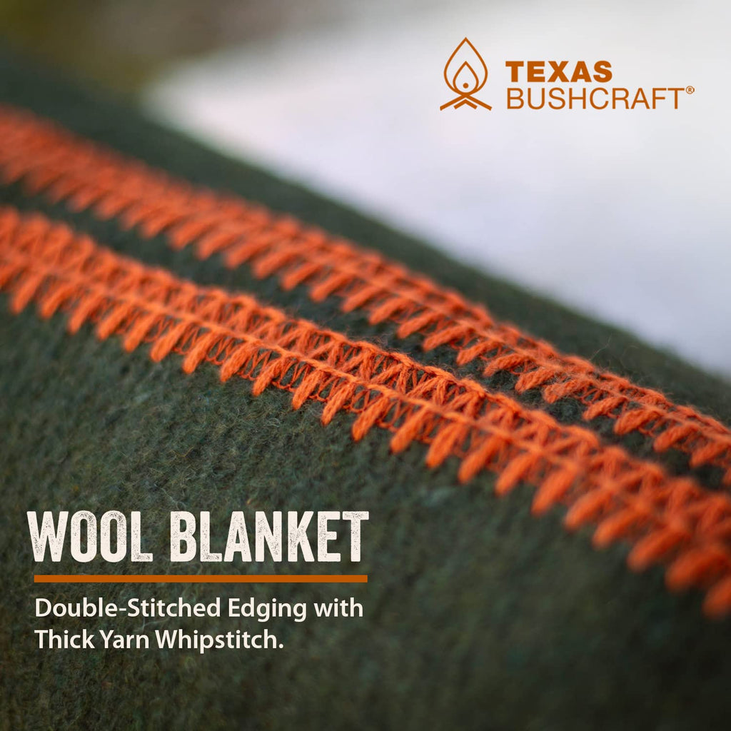 Texas Bushcraft Merino Wool Blanket For Camping Hiking And Backpacking - Water Fire Resistant Camp Car Is Fast-Warming Durable W