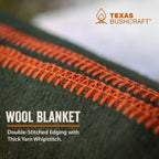 Texas Bushcraft Merino Wool Blanket For Camping, Hiking And Backpacking - Water And Fire Resistant Camp Car Blanket, Fast-Warmin