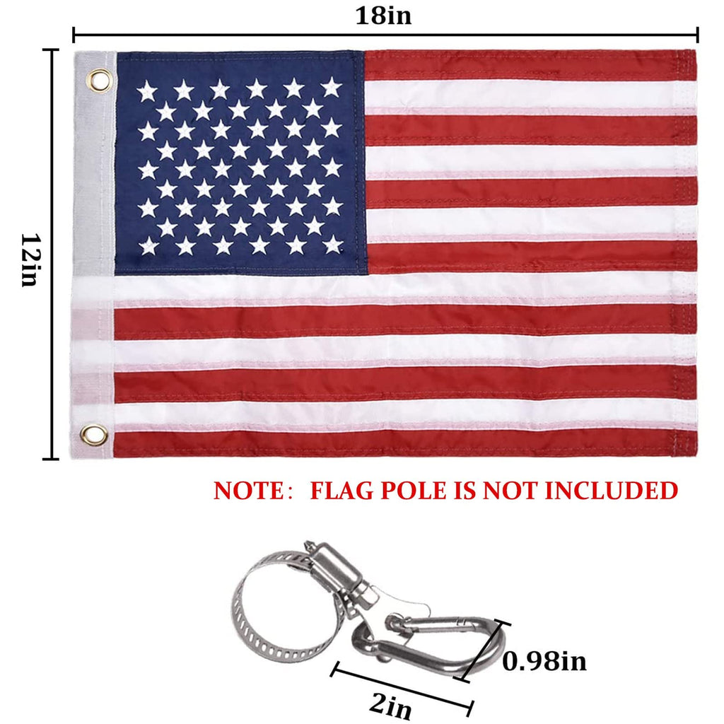 Universal Boat Flag Marine 12''X18'' With 4 Boat Flag Pole Kits Usa Flag With 50 Embroidered Stars American Boat Flag