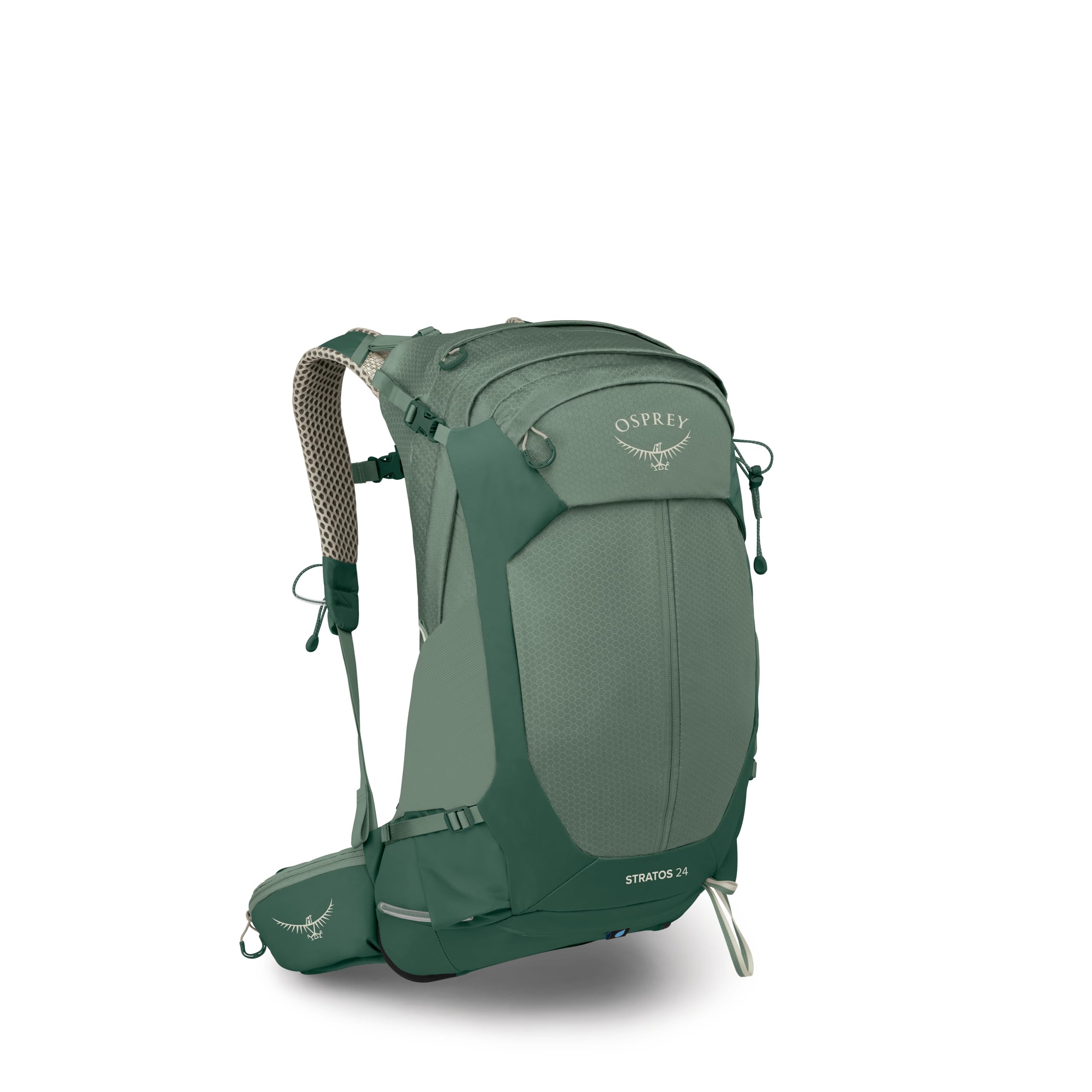 Osprey Stratos 24L Mens Hiking Backpack - Adjustable Daypack with Waterproof Raincover & Bottle Pockets, Pine Leaf