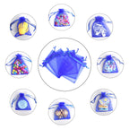 Lautechco 100Pcs Organza Bags 5X7 Inches Royal Blue Organza Gift Bags Small Mesh Bags Drawstring Gift Bags Christmas Drawstring