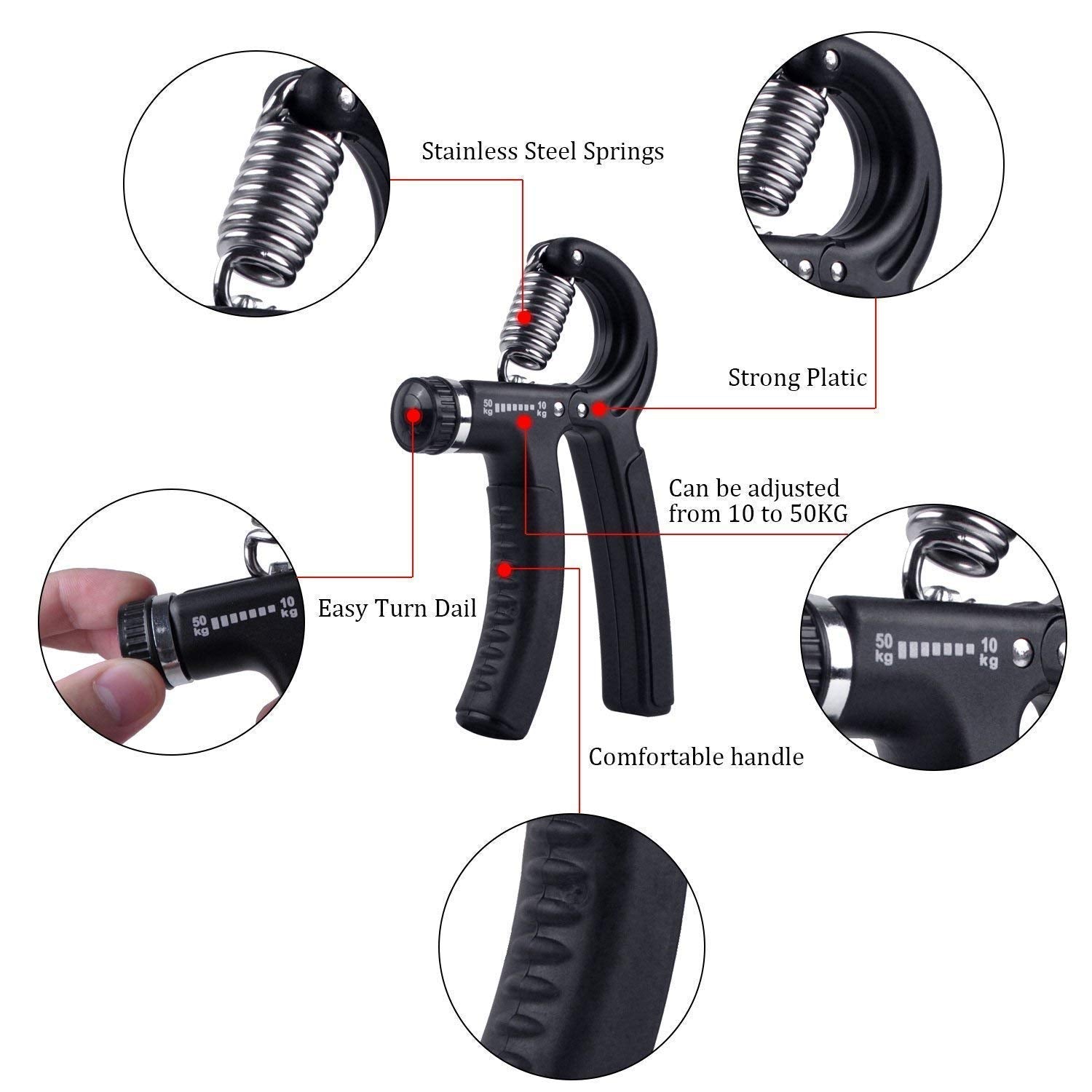 Luxon 2 Pack Hand Grip Strengthener Adjustable Resistance 22-110 Lbs (10-50Kg) -Hand Grip Exerciser, Strengthen Grip, Hand Squee