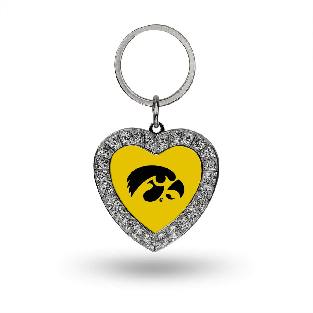 Rico Industries Ncaa Iowa Hawkeyes Metal Rhinestone Heart Keychain, 1.38 X 3-''