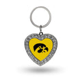 Rico Industries Ncaa Iowa Hawkeyes Metal Rhinestone Heart Keychain, 1.38 X 3-''