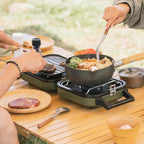Naturehike 2 Burner Folding Camping Stove With Griddle, Portable Camp Isobutane Gas Stove With 16000 Btu Adjustable Burners & Pi