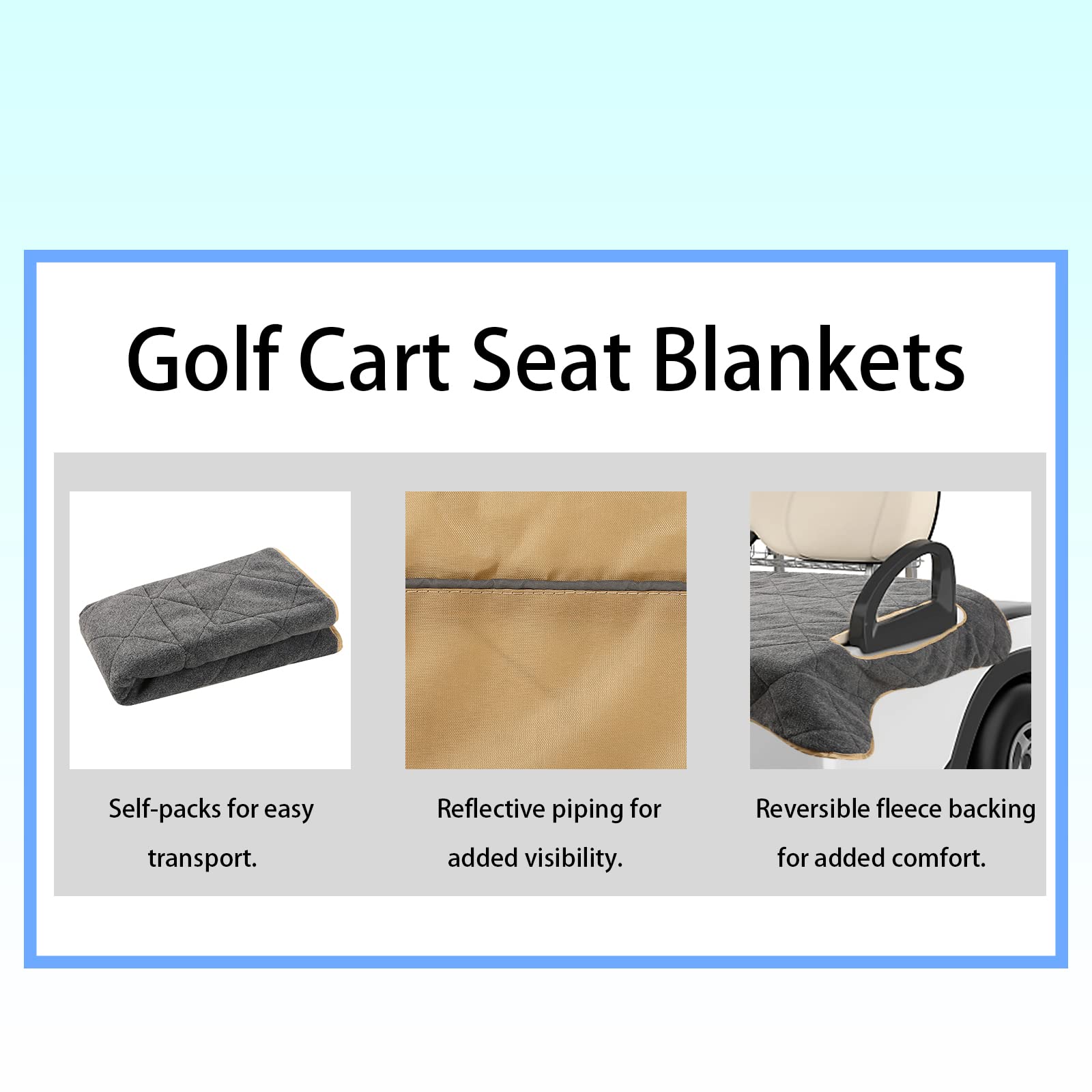 Golf Cart Seat Covers,Ezgo Seat Cover, Comfortable Golf Cart Seat Blanket, Golf Cart Seat Cushion Covers For 2-Person Seats Club