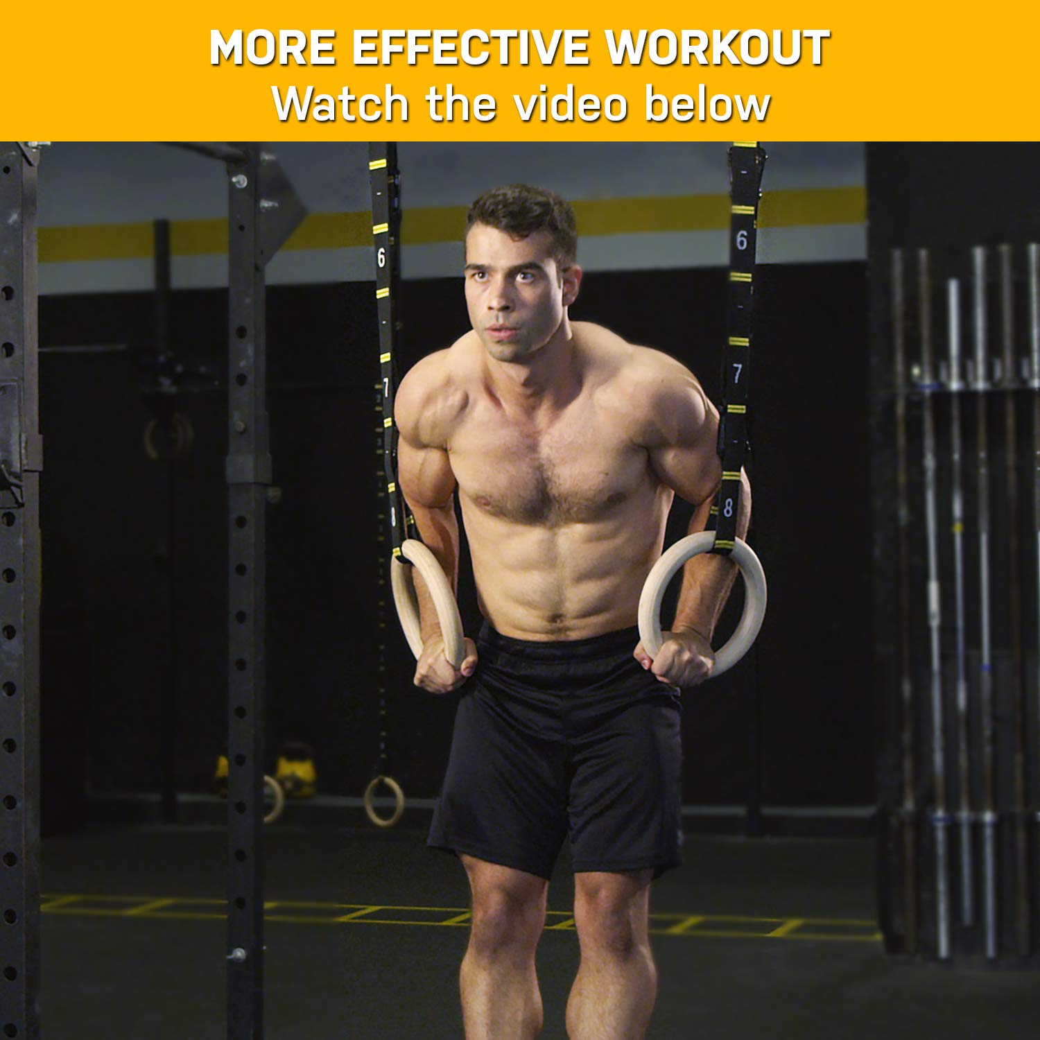 Double Circle Quick Adjust Numbered Straps For Gymnastic Rings - Carabiner System And Exercise Video Guide For Full Body Workout