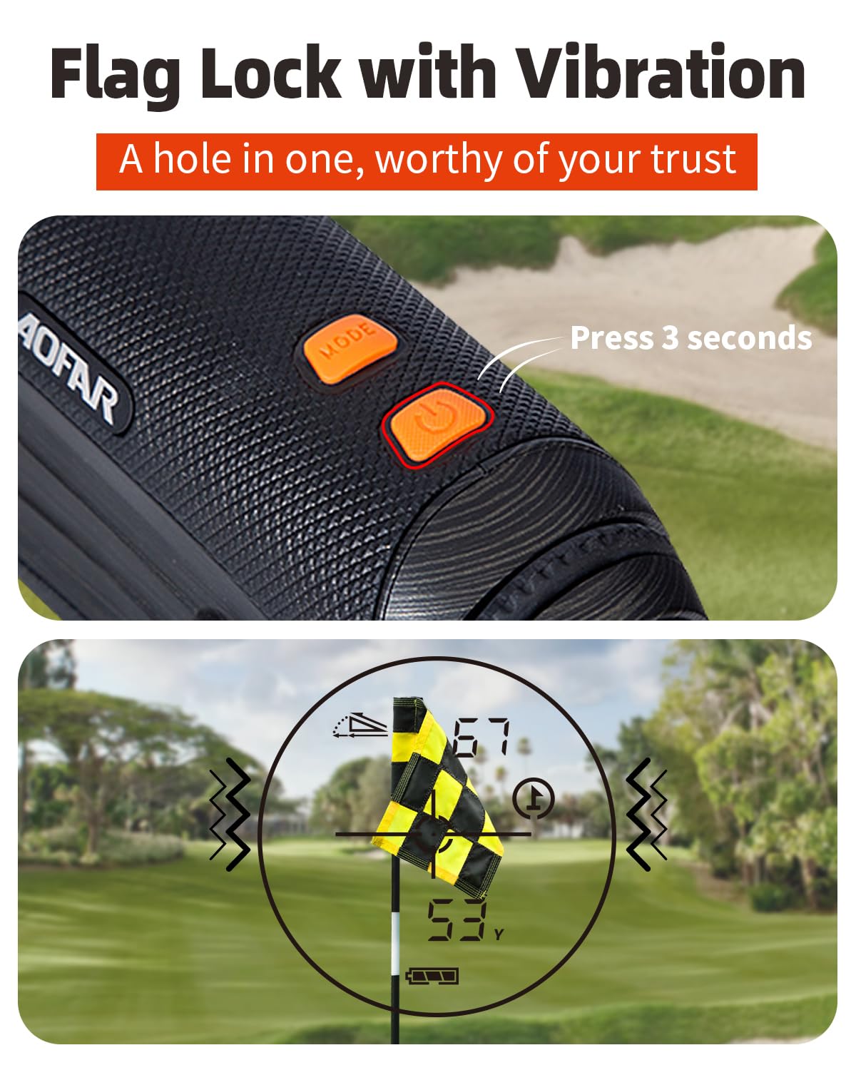 Aofar Gx-2S Pro Rangefinder For Golf & Hunting With Slope And Angle Switch, Flag-Lock With Vibration, Horizontal Distance, 1000