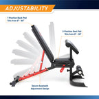 Marcy Adjustable Weight Bench for Home Gym, Heavy-Duty Workout Bench Press with 7-Position Backrest, Incline Decline Flat, Preac