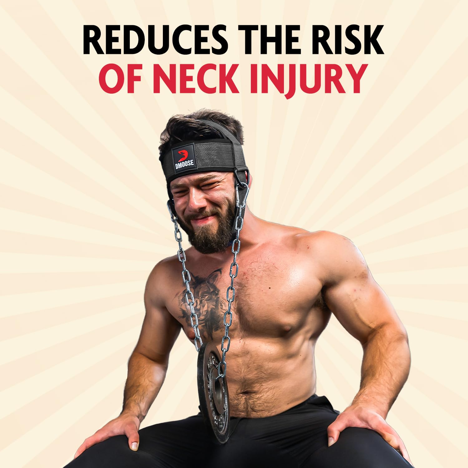 Dmoose Neck Harness, Increases Neck Core Strength And Supports Injury Recovery - Neck Exerciser With 30'' Heavy Duty Steel Chain