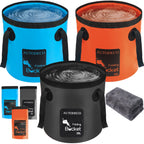 Autodeco 3 Pack Collapsible Bucket 5 Gallon Container Folding Water Bucket Portable Wash Basin For Outdoor Travelling Camping Fi