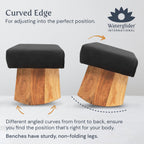 Waterglider International Meditation Bench (Nat. White), Seiza, Sustainable Acacia Wood With Curved Bottom Edges For The Perfect
