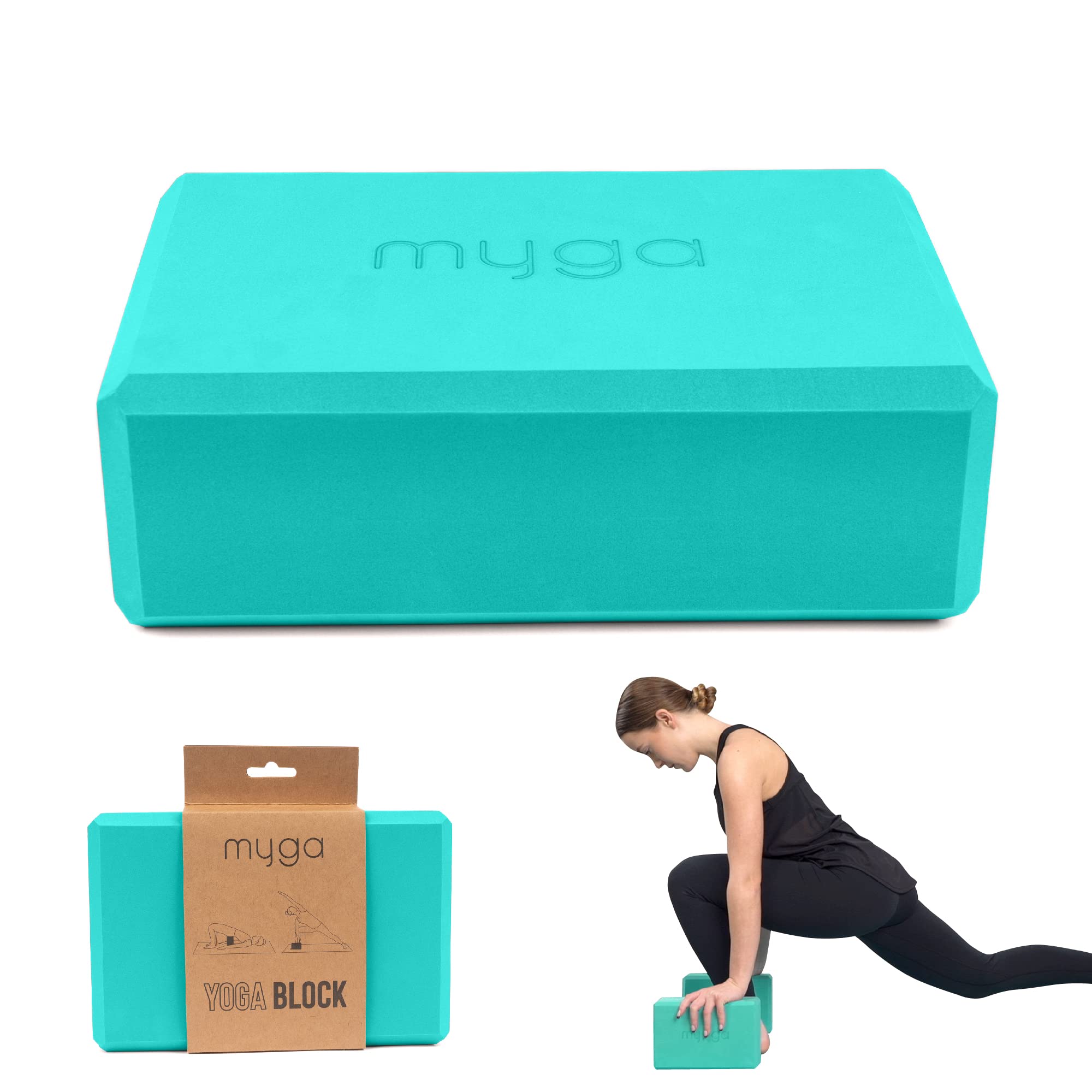 MYGA Yoga Block - Lightweight EVA Foam Yoga Brick - High Density Non-Slip Block for Yoga Poses, Pilates, Balance and Flexibility
