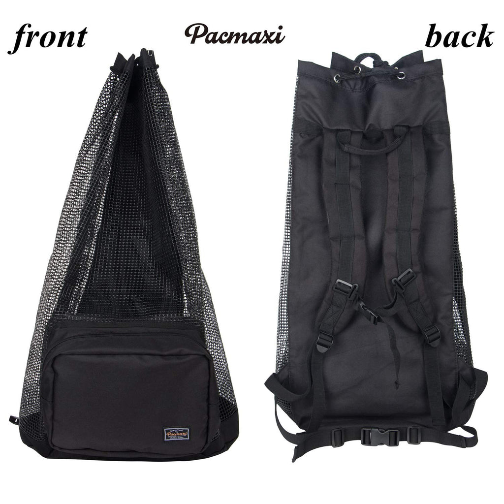 Pacmaxi Scuba Diving Bag, Oversized Mesh Scuba Diving Backpack For Snorkeling Gear & Equipment, Holds Mask, Fins, Snorkel (Black