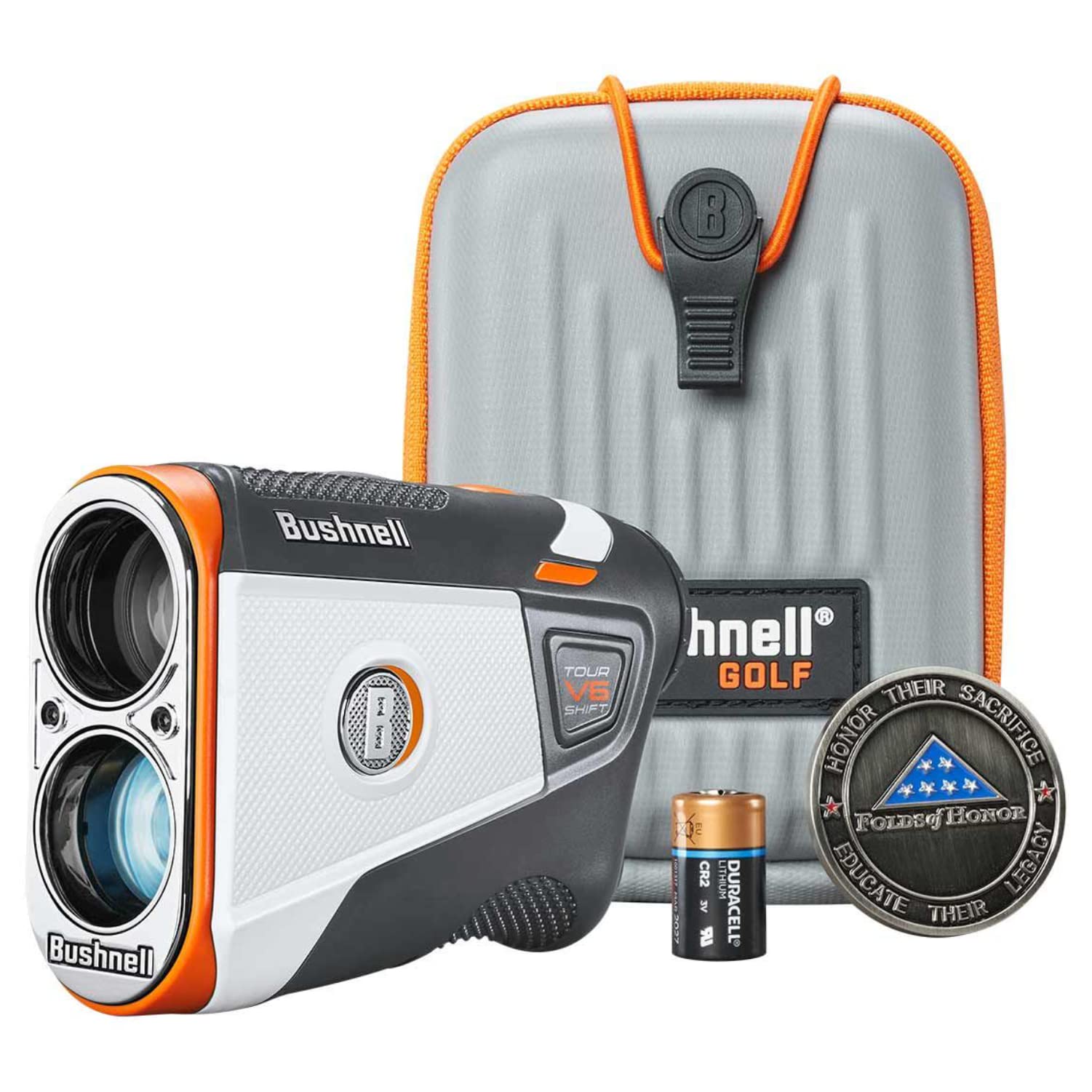 Bushnell Tour V6 Shift Patriot Pack Laser Golf Rangefinder With Case 2X Batteries And Wearable4U Ultimate Golf 3 Tools Bundle