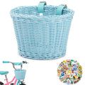 Kids Bike Basket Front,Hand-Woven Multi-Color Boys Girls Front Bicycle Basket (Blue)
