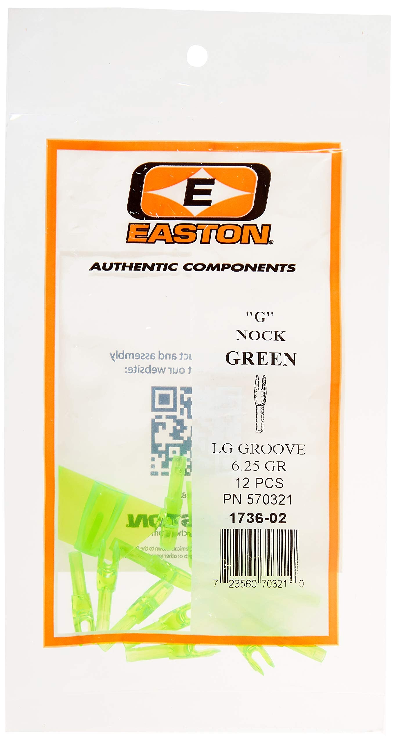 Easton G Nock Large Groove Fl Grn 12Pk