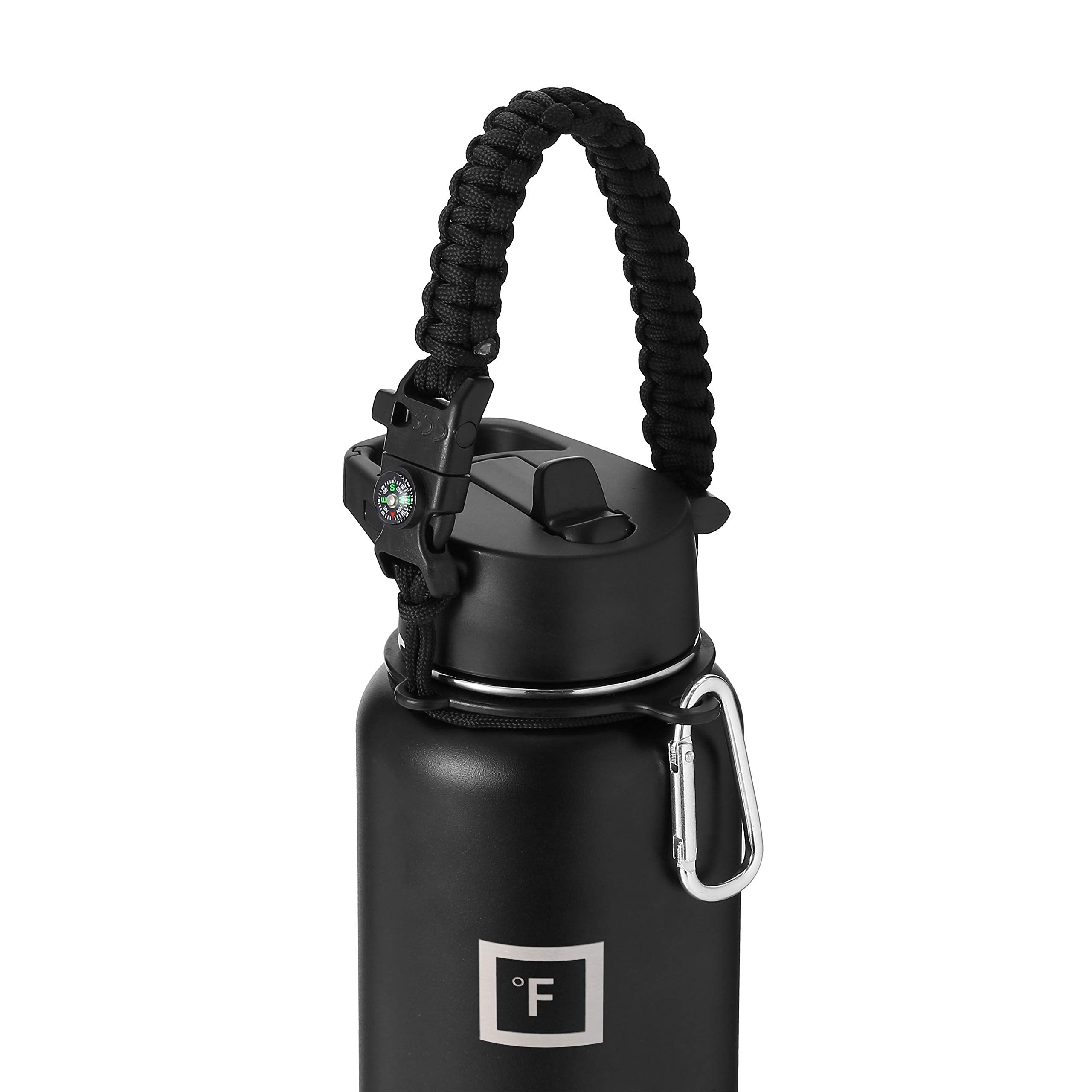 Iron       Flask Paracord Handle - Fits Wide Mouth Water Bottles - Durable Carrier, Secure Accessories, Survival Strap Cord, Saf