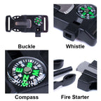 West Coast Paracord Emergency Whistle Buckle With Flint Scraper Compass And Fire Starter For Outdoor Camping Hiking Paracord Bra
