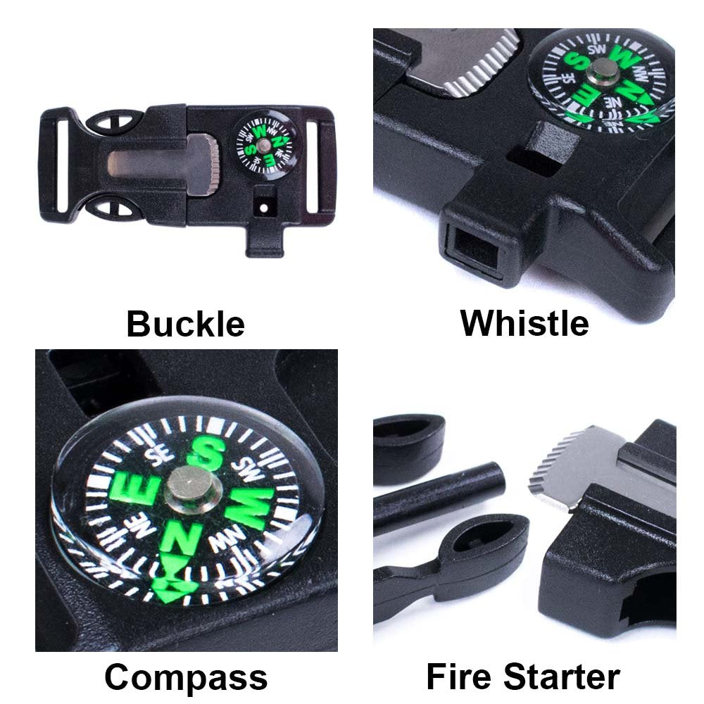 West Coast Paracord Emergency Whistle Buckle With Flint Scraper Compass And Fire Starter For Outdoor Camping Hiking Paracord Bra