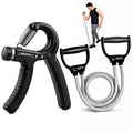 Lionfit Adjustable Hand Grip Strengthener With Resistance Tube Combo Home Gym Workout Set For Man And Women (Adjustable 560 Kg
