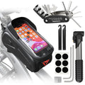 PXZBLG Bike Repair Kit, Bike Frame Bag with 1.6L Capacity, Waterproof Tube Bag Compatible Phone Under 7   , 16-in-1 Bike Multito