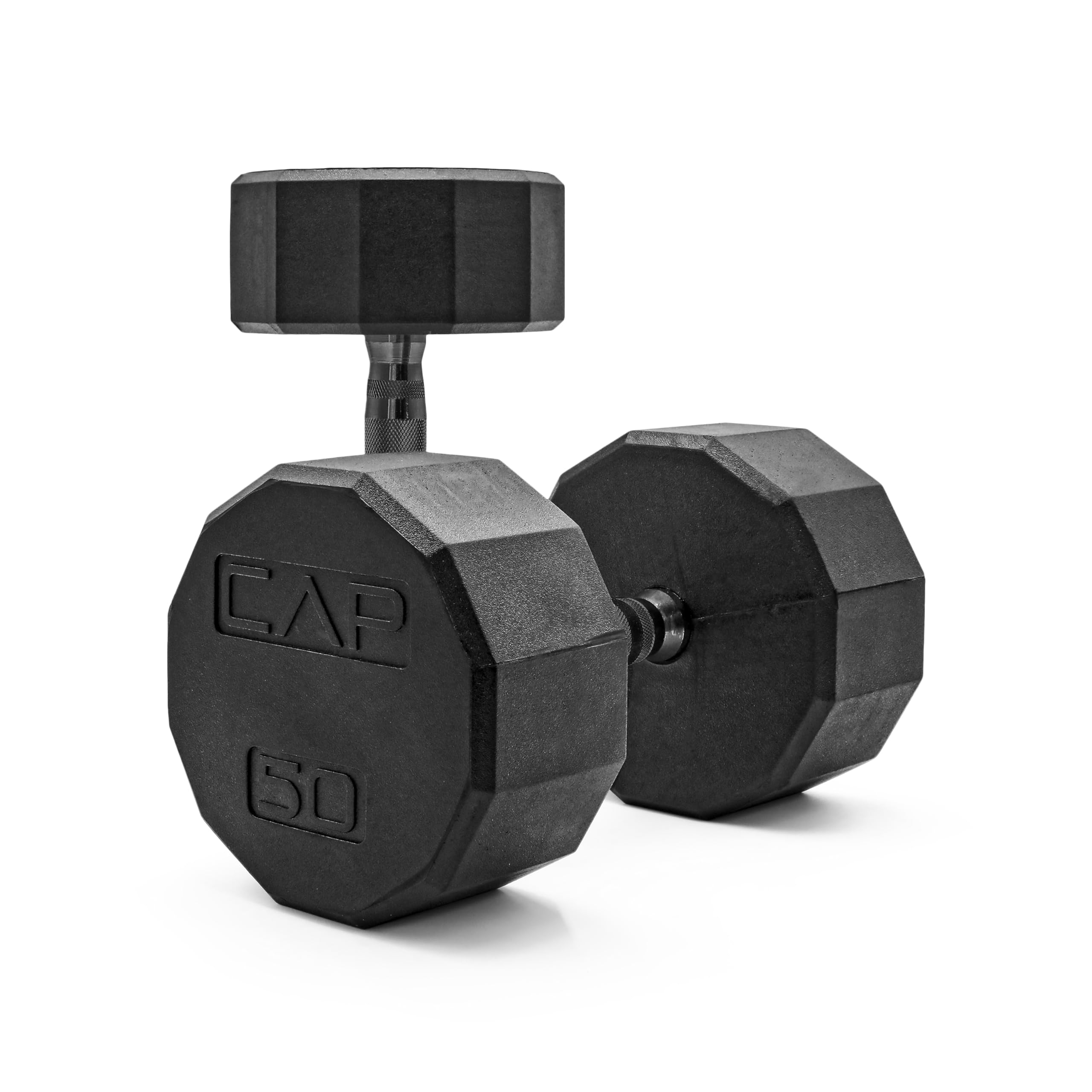 CAP Barbell 12-Sided Coated Dumbbell with Black Handle, Pair, 50 LB