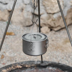 Ibasingo 1300Ml Outdoor Titanium Pot With Lid Folding Handle Camping Hiking Picnic Ultralight Bowl Tableware Only 166.5G Ti2043C