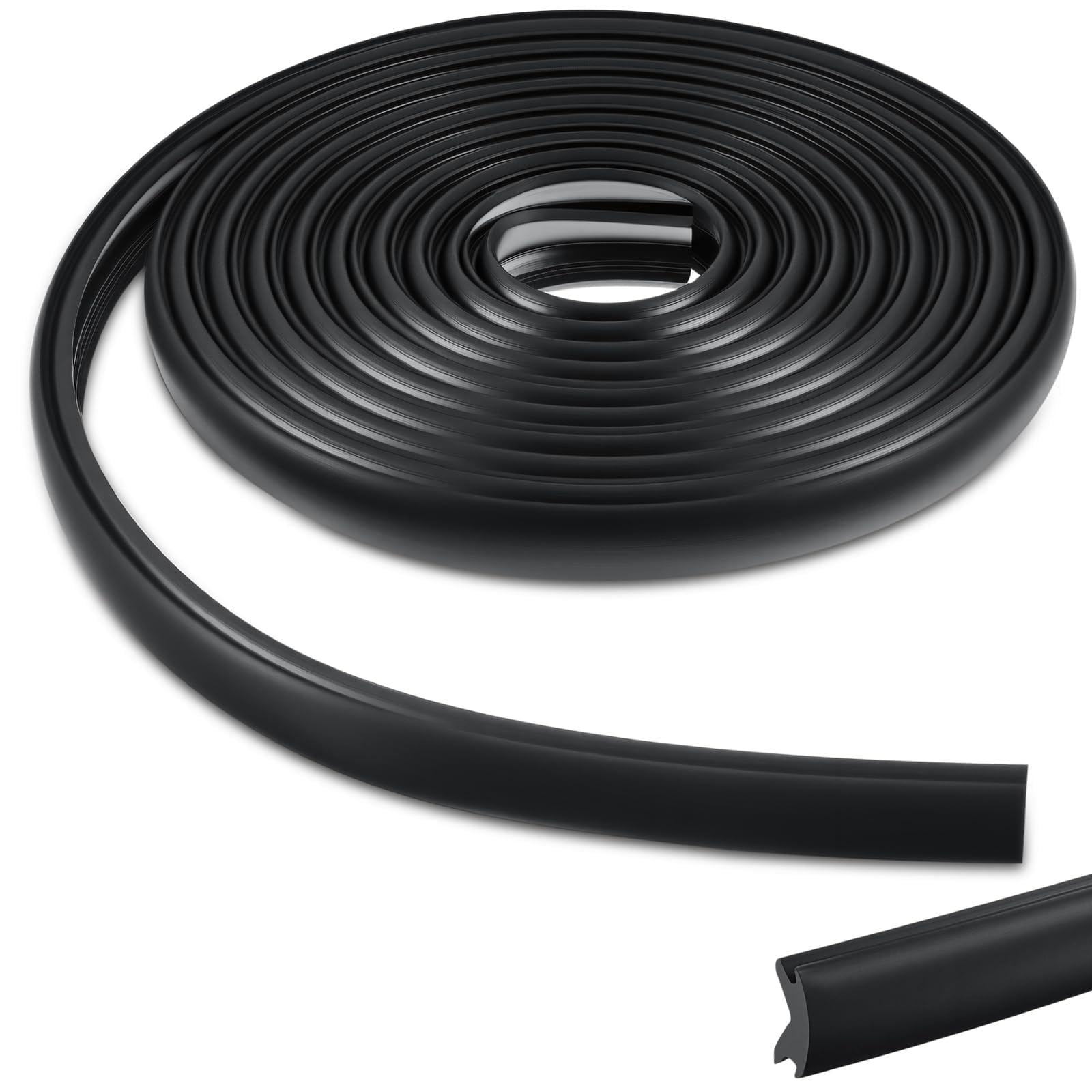 Beeveer 50. 85 Feet Boat Rub Rail Flexible Rub Rail Vinyl Insert for Boats, Black Bumpers 3/4 x 3/8 Inches