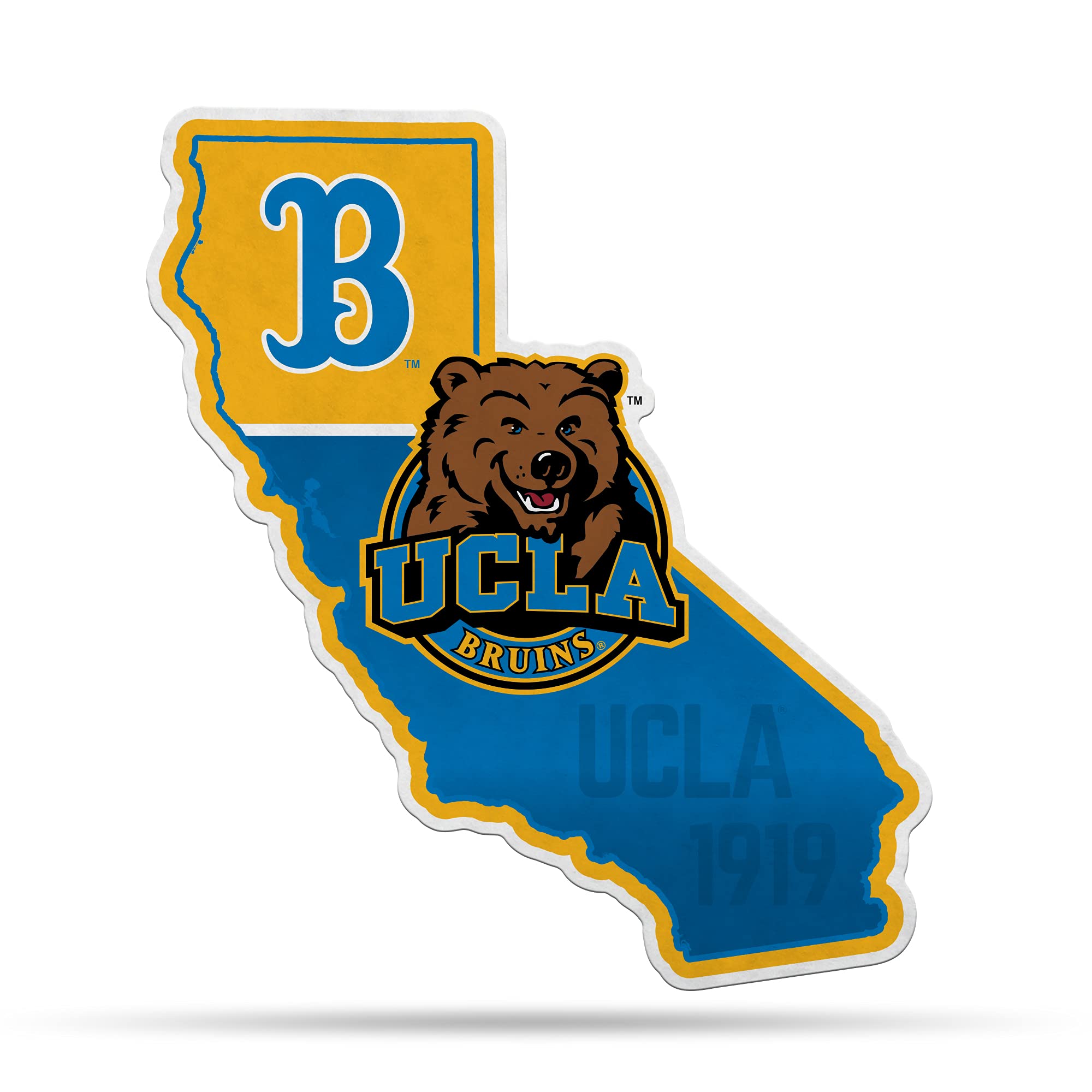 Rico Industries Ncaa California-Los Angeles Bruins State Shape Shape Cut Pennant - Home And Living Room D  Cor - Soft Felt Ez To