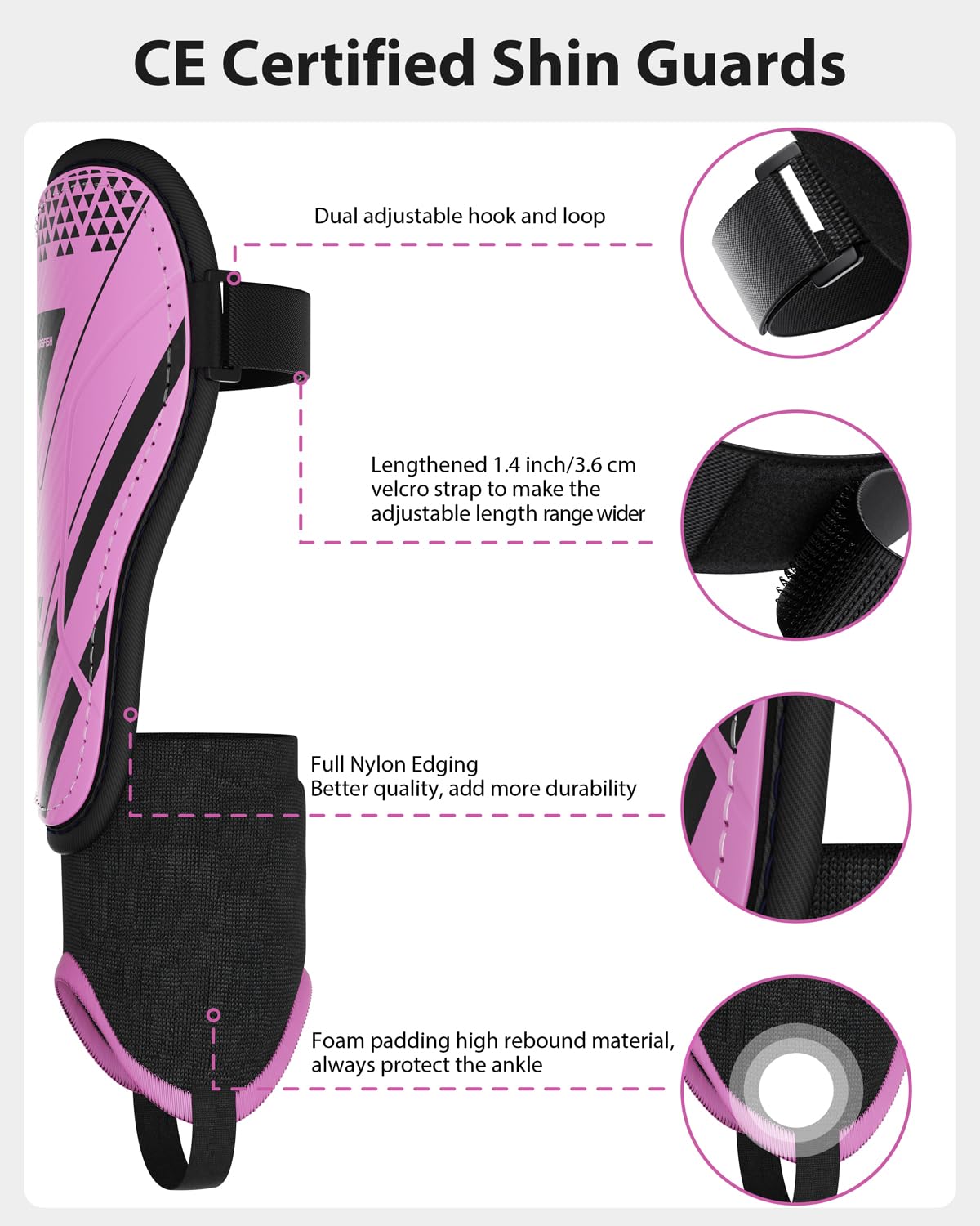 Upgraded Soccer Shin Guards For Kids Youth, Ce Certified Airsfish Shin Ankle Guard Sleeves Protection Gear For Boys Girls Soccer