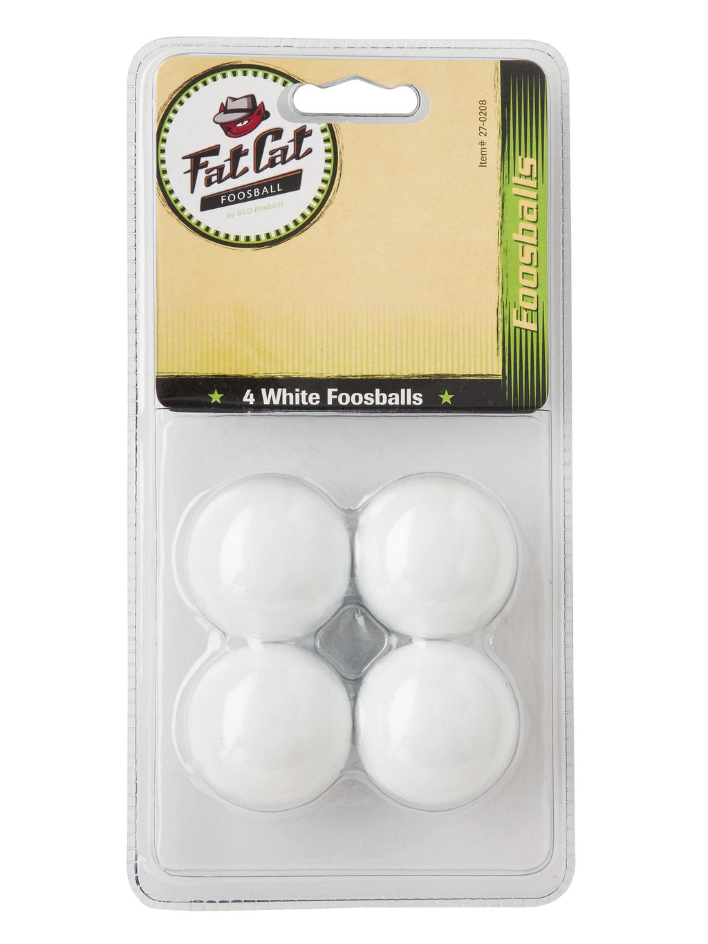 Fat Cat Foosball/Soccer Game Table Soccer Balls: 36 mm Regulation Size Foosballs, Solid White, 4 Pack