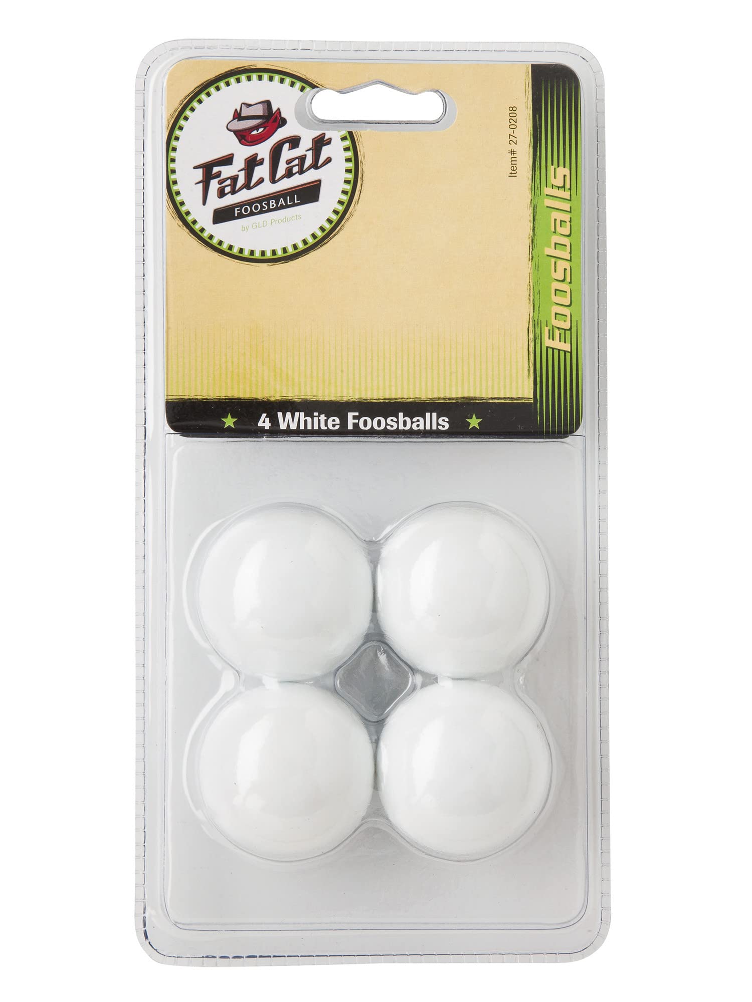 Fat Cat Foosball/Soccer Game Table Soccer Balls: 36 mm Regulation Size Foosballs, Solid White, 4 Pack