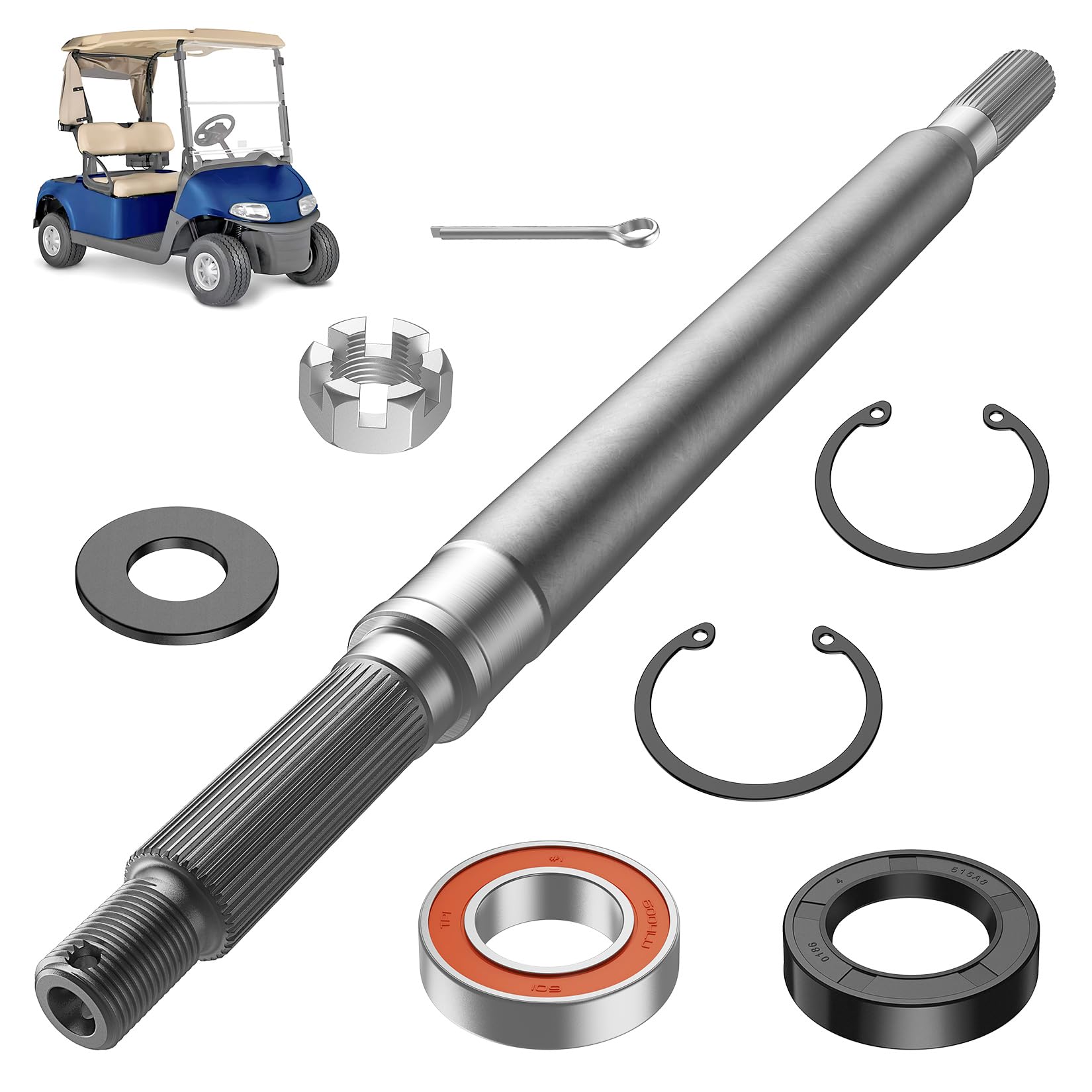 DRIVE UP EZGO RXV Rear Spline Axle Shaft for Electric Golf Cart 2008-Up Passenger Side OEM 620341 614209