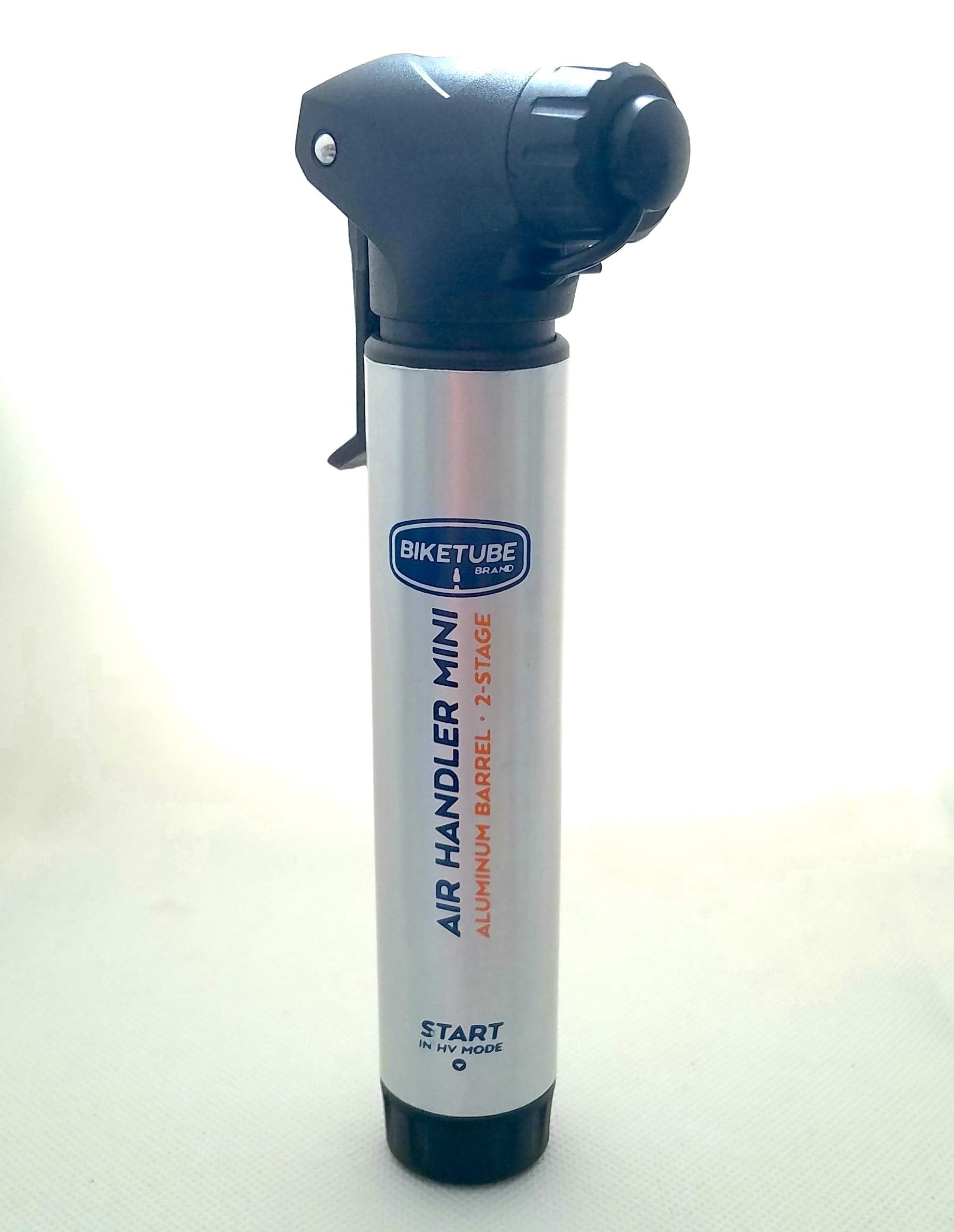 Biketube Brand Air Handler Mini Bike Pump | Two-Stage Pumping | Bicycle Accessories | Aluminum Barrel | Fits Presta And Schrader