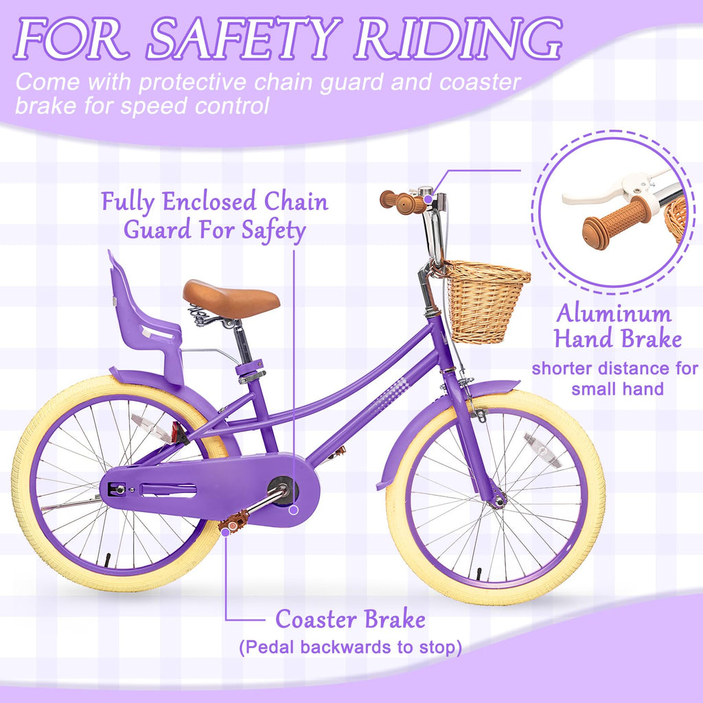 Glaf Toddler Girls Bike For 2-12 Years Old 12 14 16 20 Inch Girls Bike With Training Wheels And Baby Doll Seat Kids Bike Bicycle