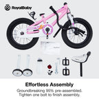 Royalbaby Freestyle Outdoor Childrens Bicycle Dual Handbrakes Sporty Kid Bike with Training Wheels and Adjustable Seat, 12 Inch