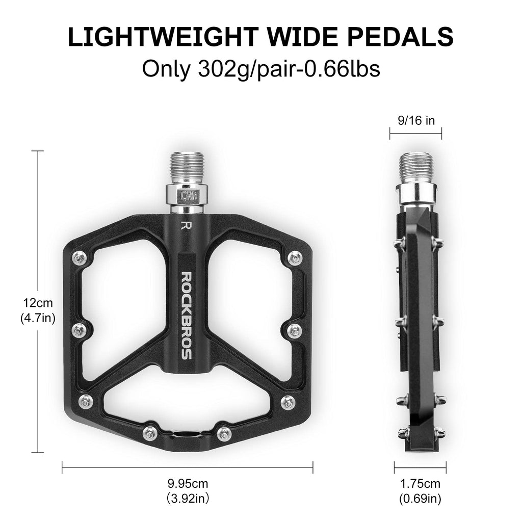 Rockbros Mountain Bike/Mtb Pedals Bicycle Flat Pedals Aluminum 9/16'' Sealed Bearing Lightweight Platform For Road Mountain Bmx