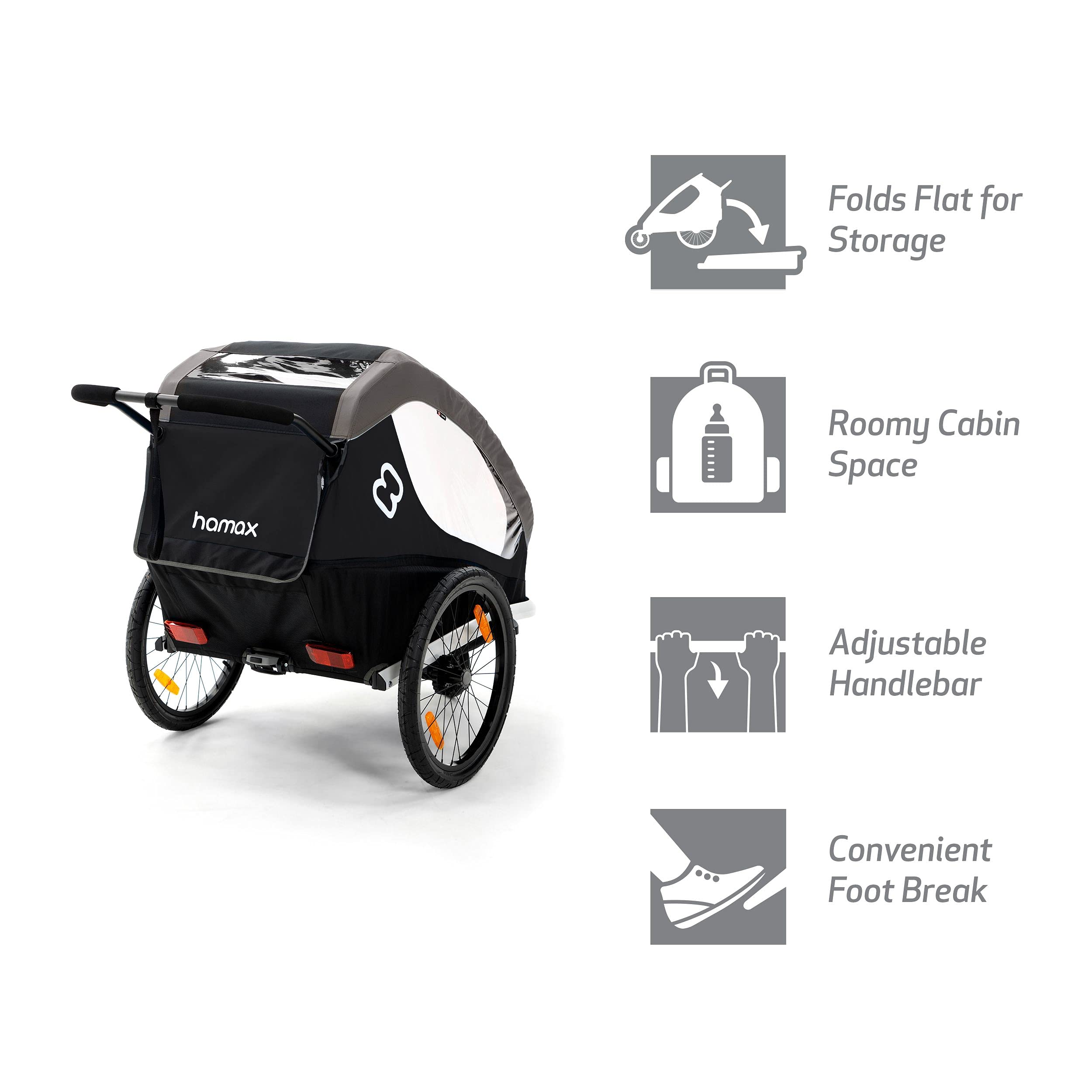 Hamax Traveller Two Seat Bike Trailer + Stroller (Black/Grey)