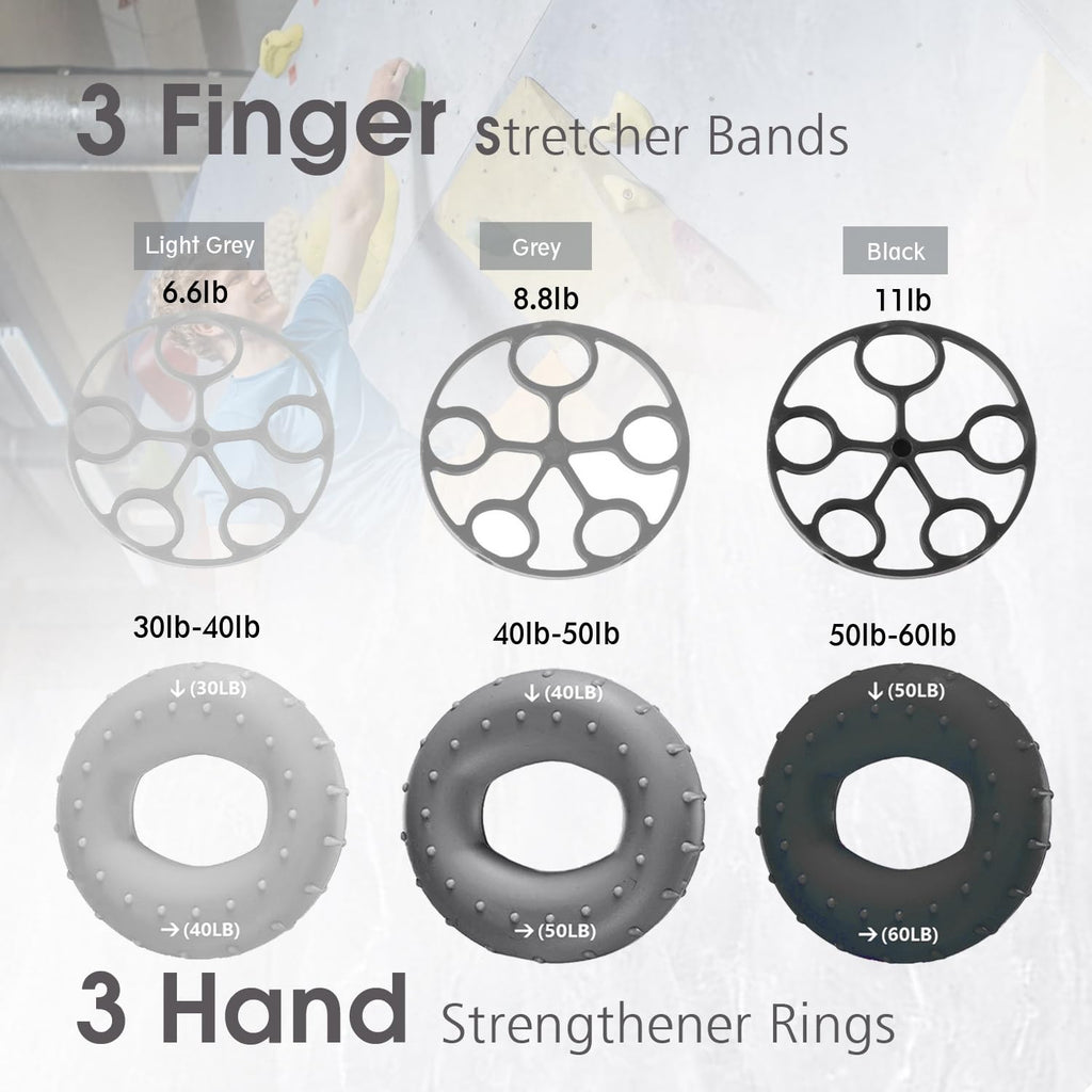 Hand Grip Strengthener 10 Pack, Grip Strength Trainer,Hand Gripper, Finger Stretcher Resistance Extensor Bands, Finger Exerciser