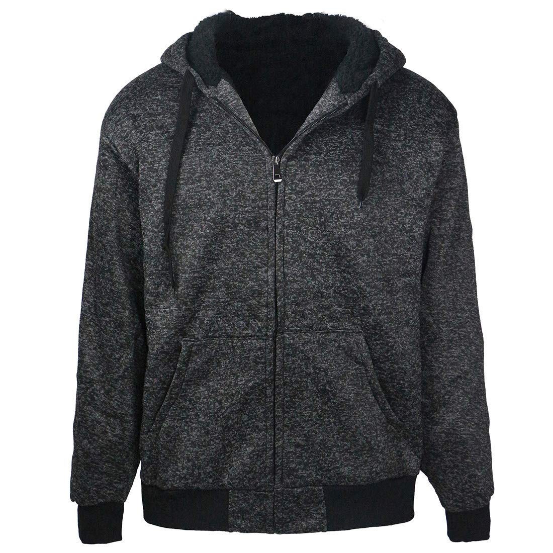 gary com Marled Heavyweight Sherpa Lined Fleece Hoodies for Men Full Zip Plus Size Big and Tall Sweatshirts Jackets 5XL charcoal