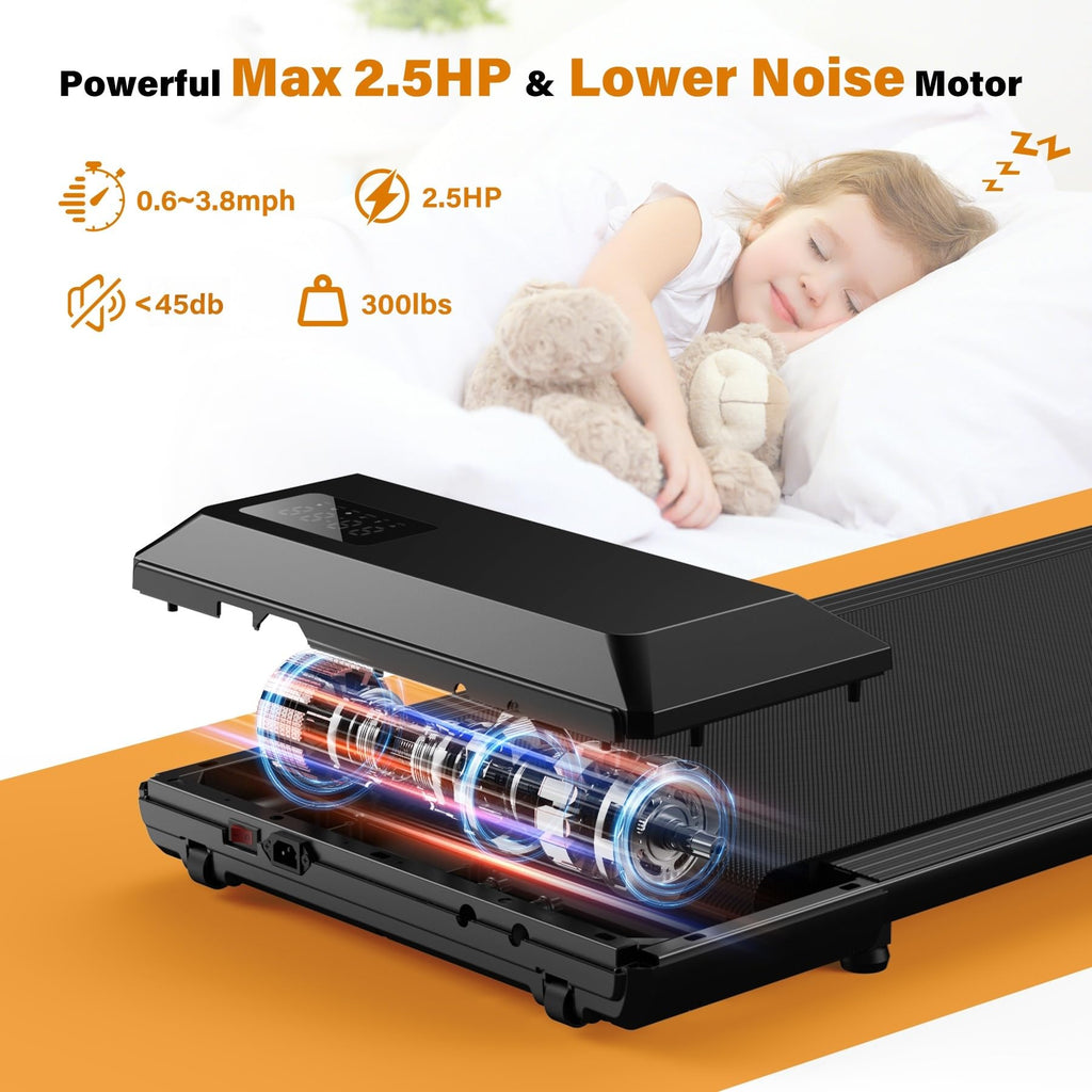 Superun Walking Pad, Under Desk Treadmill, 2.5 Hp Quiet Walking Jogging Machine For Office Home Use, 3 In 1 Portable Treadmill W