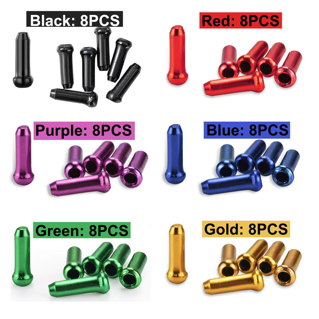 48Pcs Bike Brake Cable End Cap Crimps, Cable End Tips For Road Mountain Bicycle, Colorful