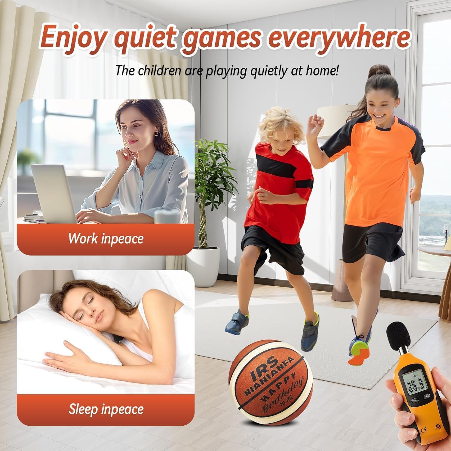 Irsnianianfa Silent Basketball-Size 7,2025 Upgrade Dribble Dream Silent-Basketball,Si-Lent Basket-Ball Dribbling Indoor,Foam Bas