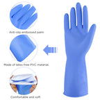 Iucge Rubber Cleaning Gloves Blue 6 Pairs For Household,Reuseable Dishwashing Gloves For Kitchen(6,Xl)