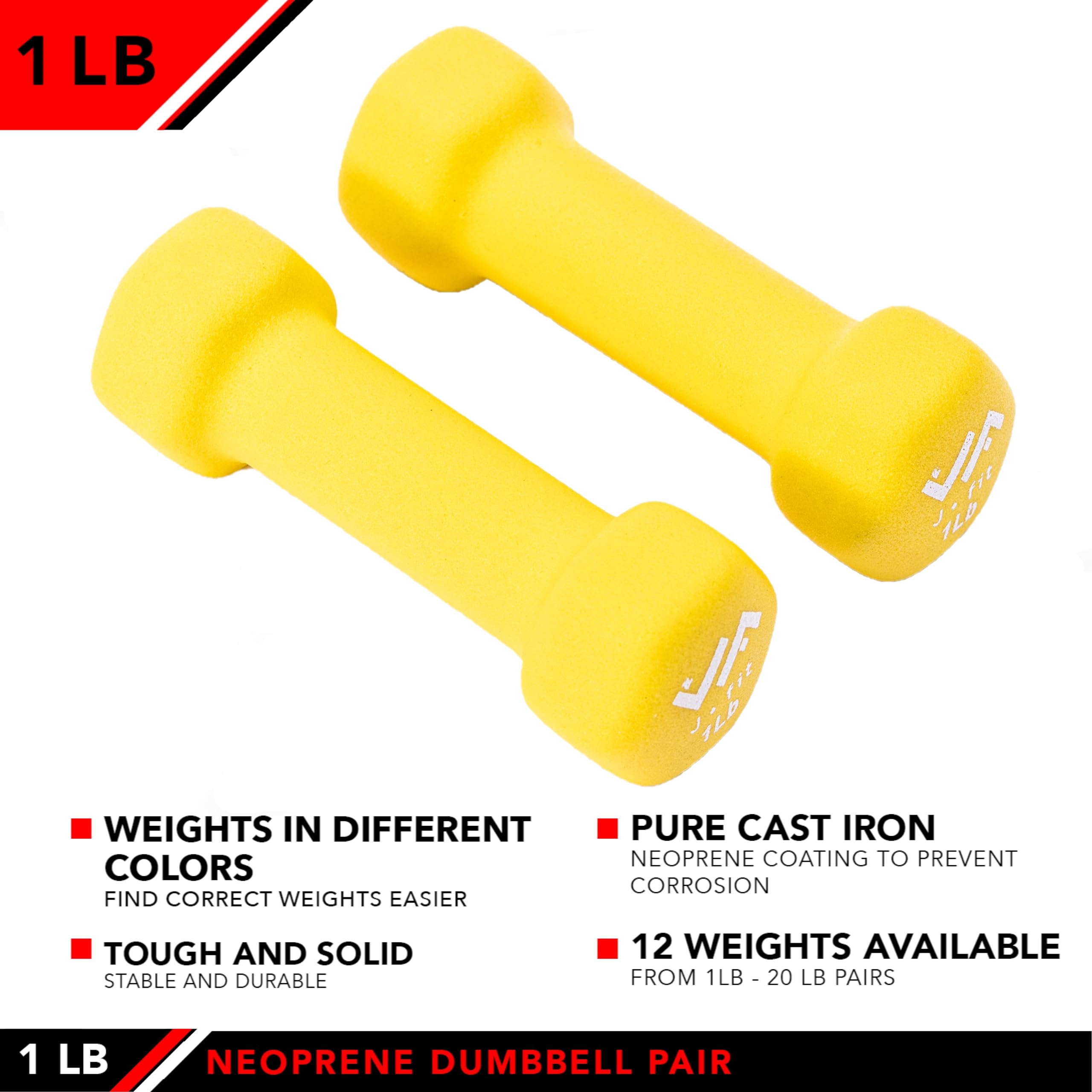 Jfit Neoprene Dumbbell Pairs, 1 Lb