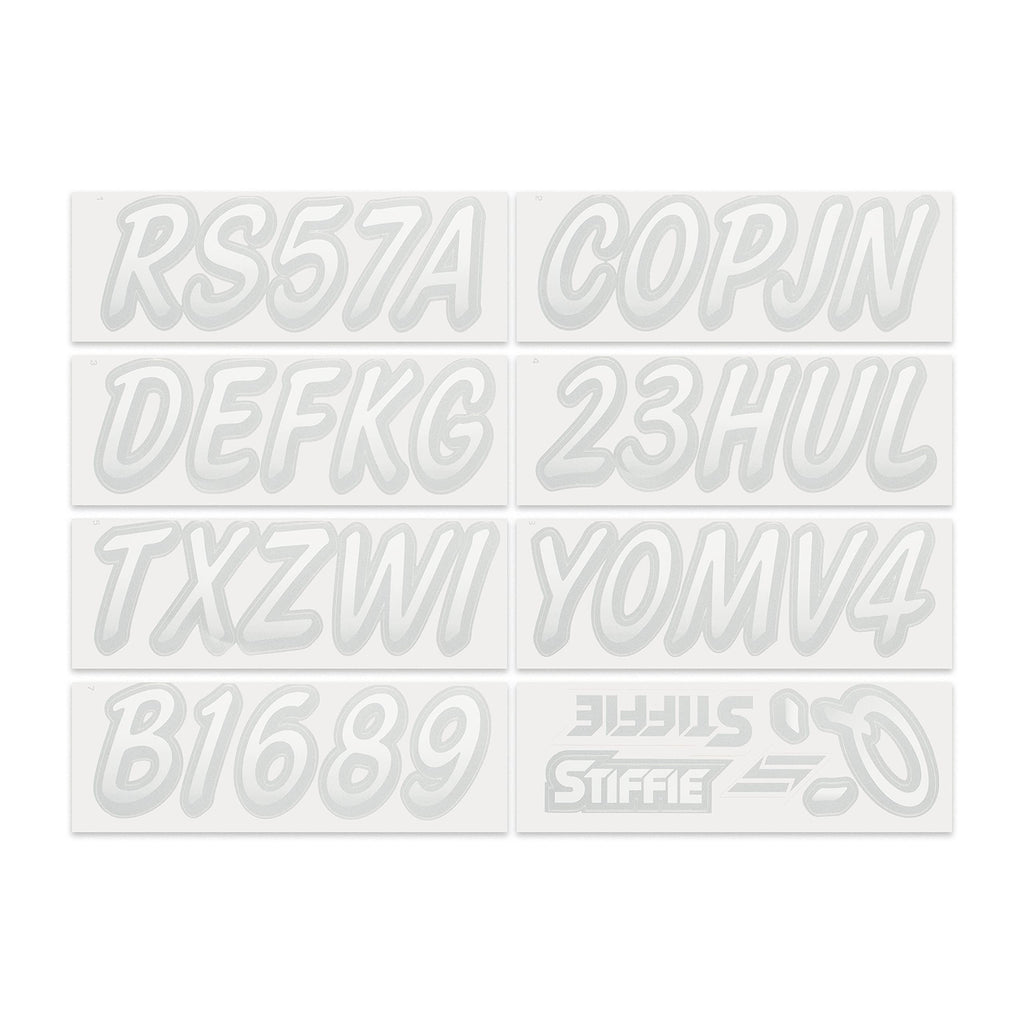 Stiffie Whipline White/Silver 3 '' Super Sticky Boat & Pwc Registration Decals  Numbers Letters Stickers