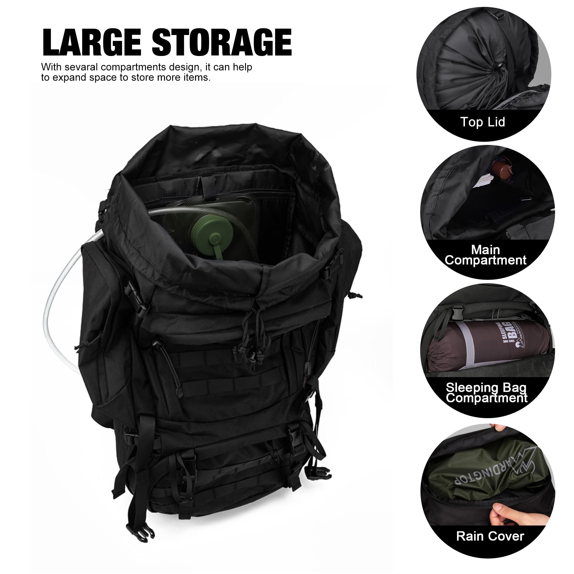 Mardingtop 60L Military Internal Frame Backpack For Hiking,Camping,Hunting,Rucksack Backpack With Rain Cover