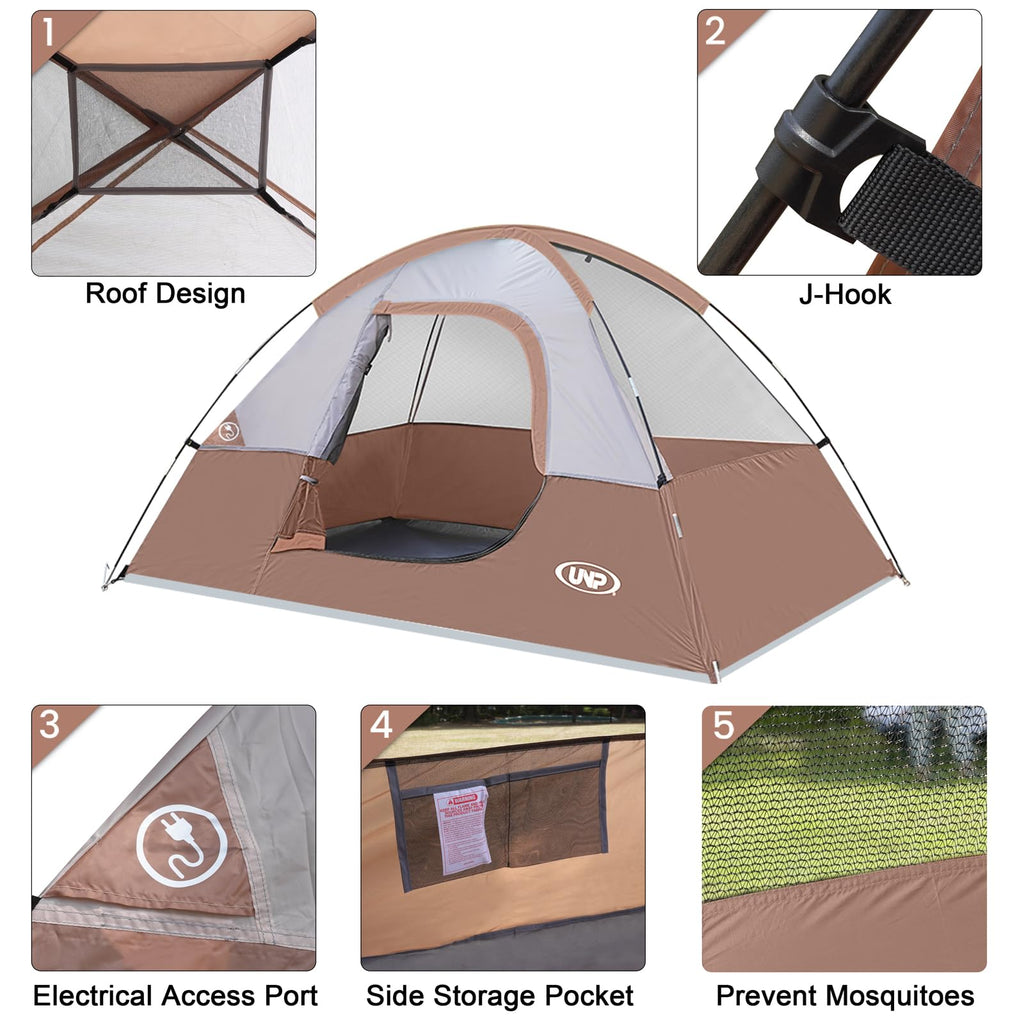 Camping Tent 2 Person, Waterproof Windproof Tent With Rainfly Easy To Set Up Portable Dome Tents For Camping